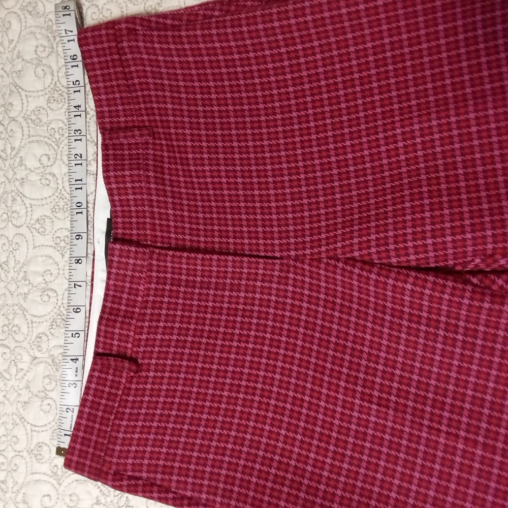 NWT! Ann Taylor Sophia Pants In Pink Houndstooth - Picture 7 of 10